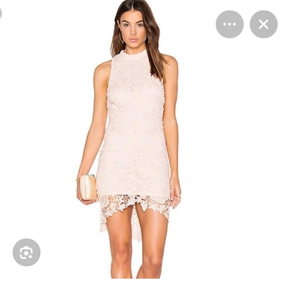 Astr White Floral Lace Sleeveless Mini high low Dress